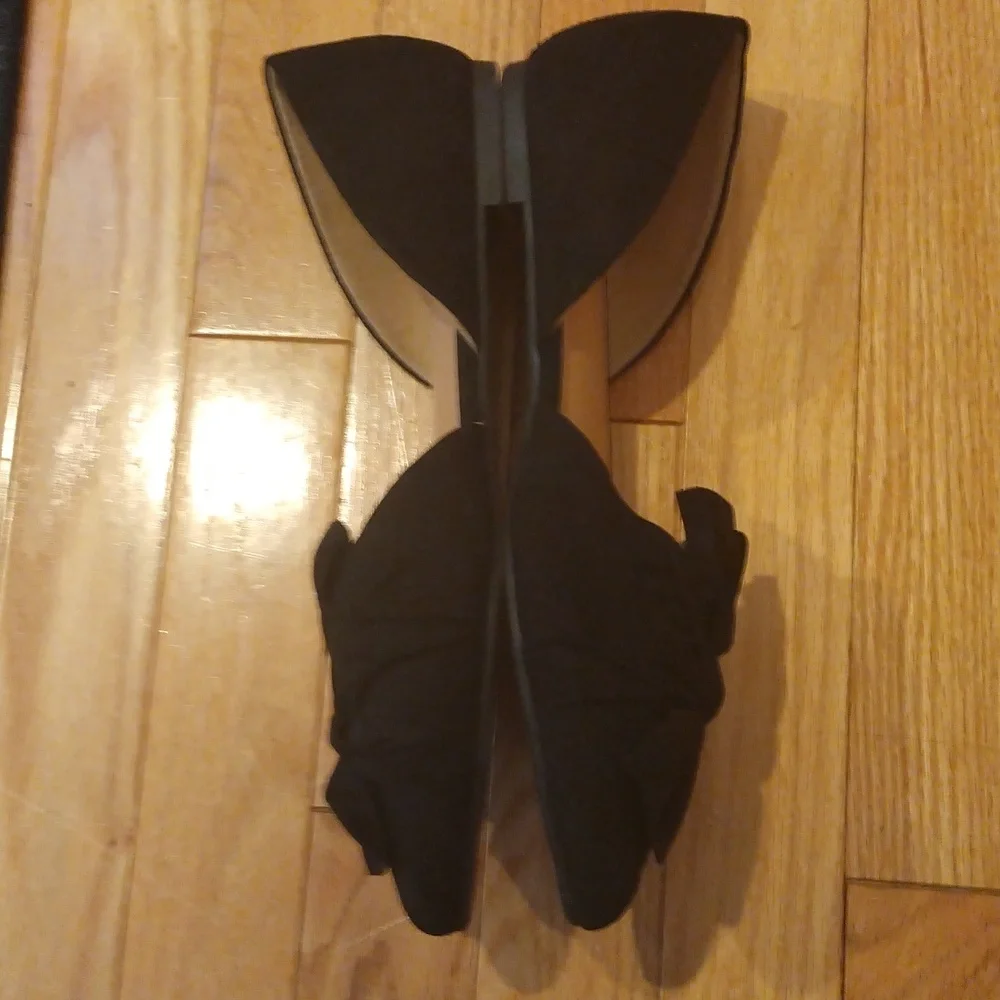 -- Torrid faux black suede big bow D'orsay rubber sole flats